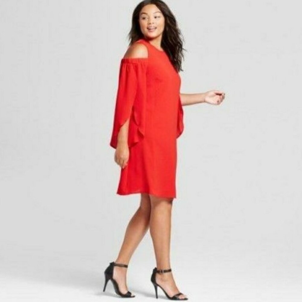 Ava & Viv Red Cold-Shoulder Dress 2X